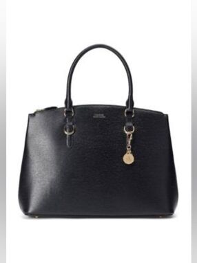 Lauren Ralph Lauren | Black Leather Tote with Gold Hardware